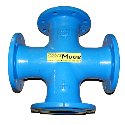 Guss, KREUZ-Stück, 4 x Flansch NW 100, LK = 180 mm