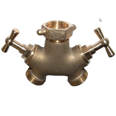  Y-Verteiler mit ZWEI Knebel Griff Hahnen