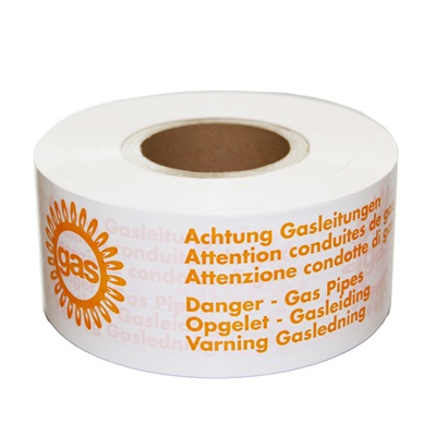 Warnband, "Achtung Gasleitung"