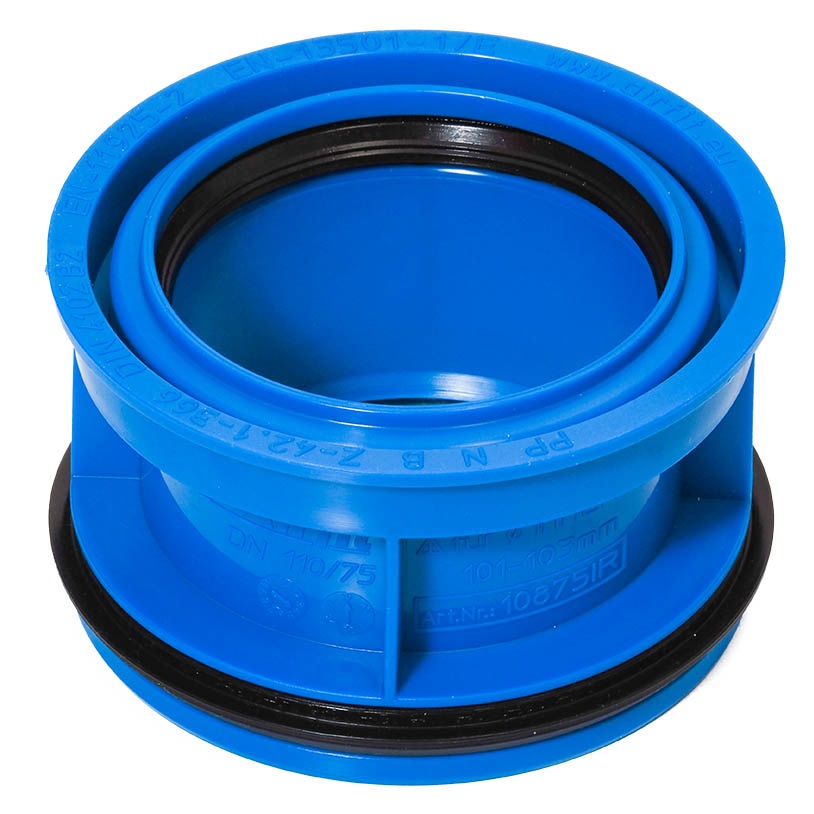 Innen/Muffen-Adapter, DN 100 - Muffe Ø90mm BLAU