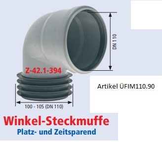 Innen/Muffen-Adapter, DN 100 / 90° Winkel