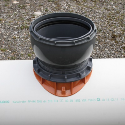 Connex-Anschluss-Sattel 90° aus PVC, Anschluss 160 mm, Hauptleitung 200 mm