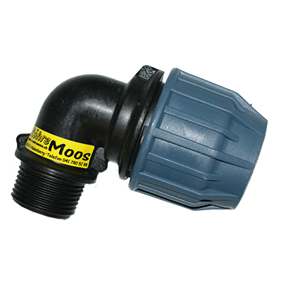 Verschraubung, Bogen, 40 x 1 1/4" a.G., 90°