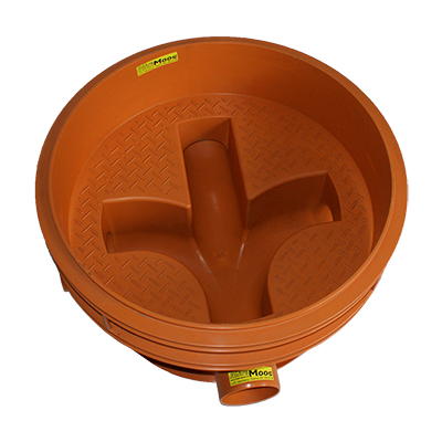 PP, "Rehau", Schacht, NW 800, Boden 3 x Einlauf NW 200