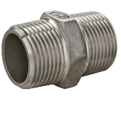 Inox, Doppelnippel /Sechskant, 1 1/2" a.G.