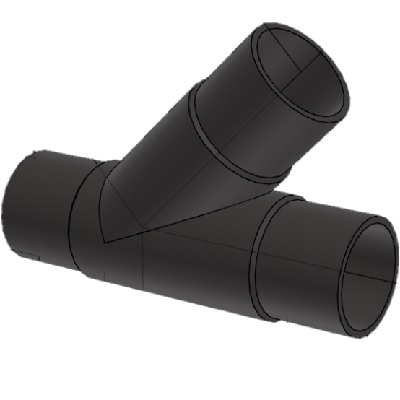 PE, Y-Stück, PN 10, 3 x Ø 125 mm, 45°